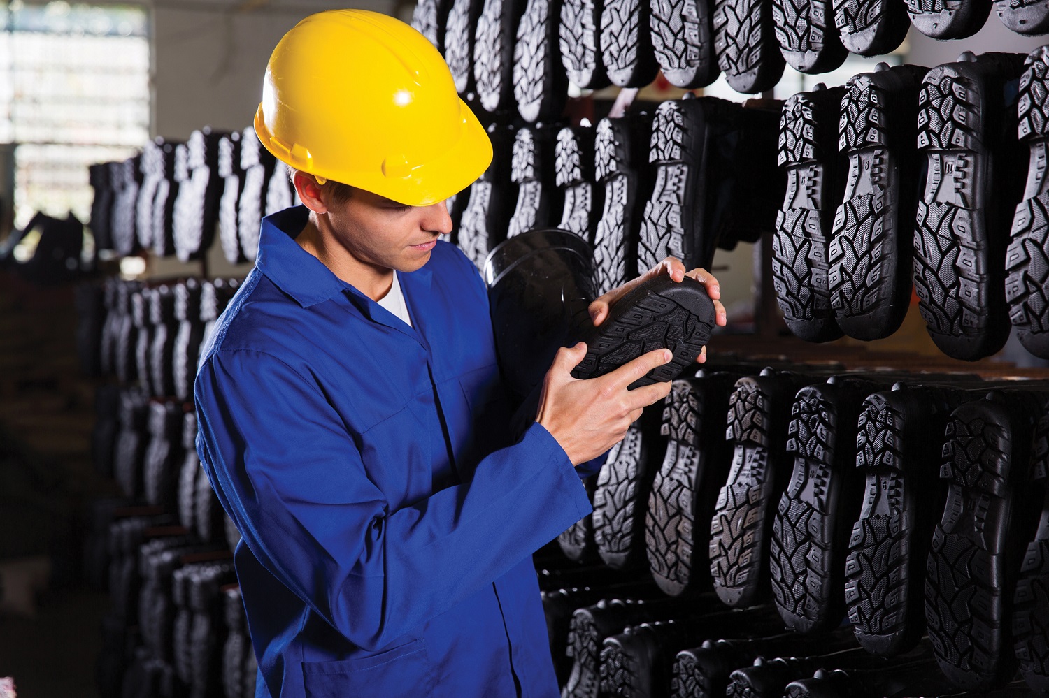 Quality,Controller,Checking,Rubber-boots,Sole,In,Storeroom